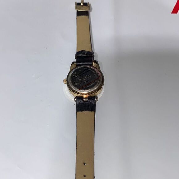 Jessica Carlyle Women's Gold Tone Black Band Cat Rhinestone Bezel Quartz Watch - Picture 9 of 12